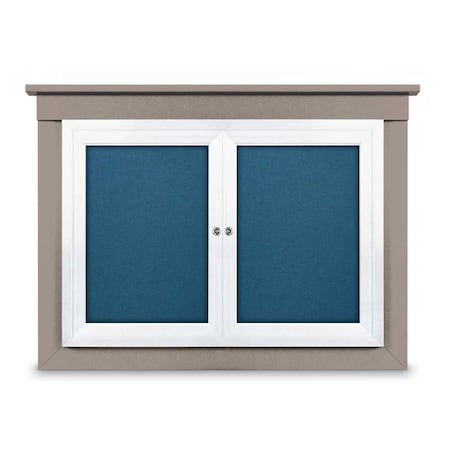 United Visual Products 36"x36" 1-Door Enclosed Letterboard, Blue Vinyl/Walnut UV2623O-WALNUT-BARBLU
